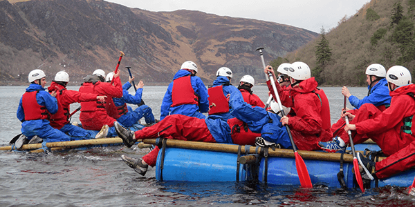 Apprentices rafting